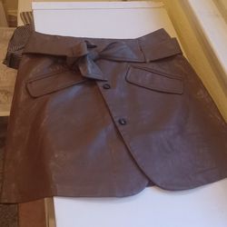 William B Faux Leather Skirt