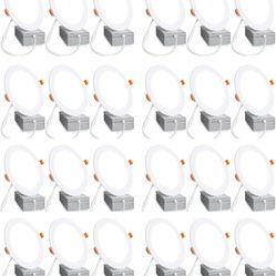24Pack 4 Inch 5000K Daylight Ultra-Thin LED Recessed Ceiling Light with Junction Box,