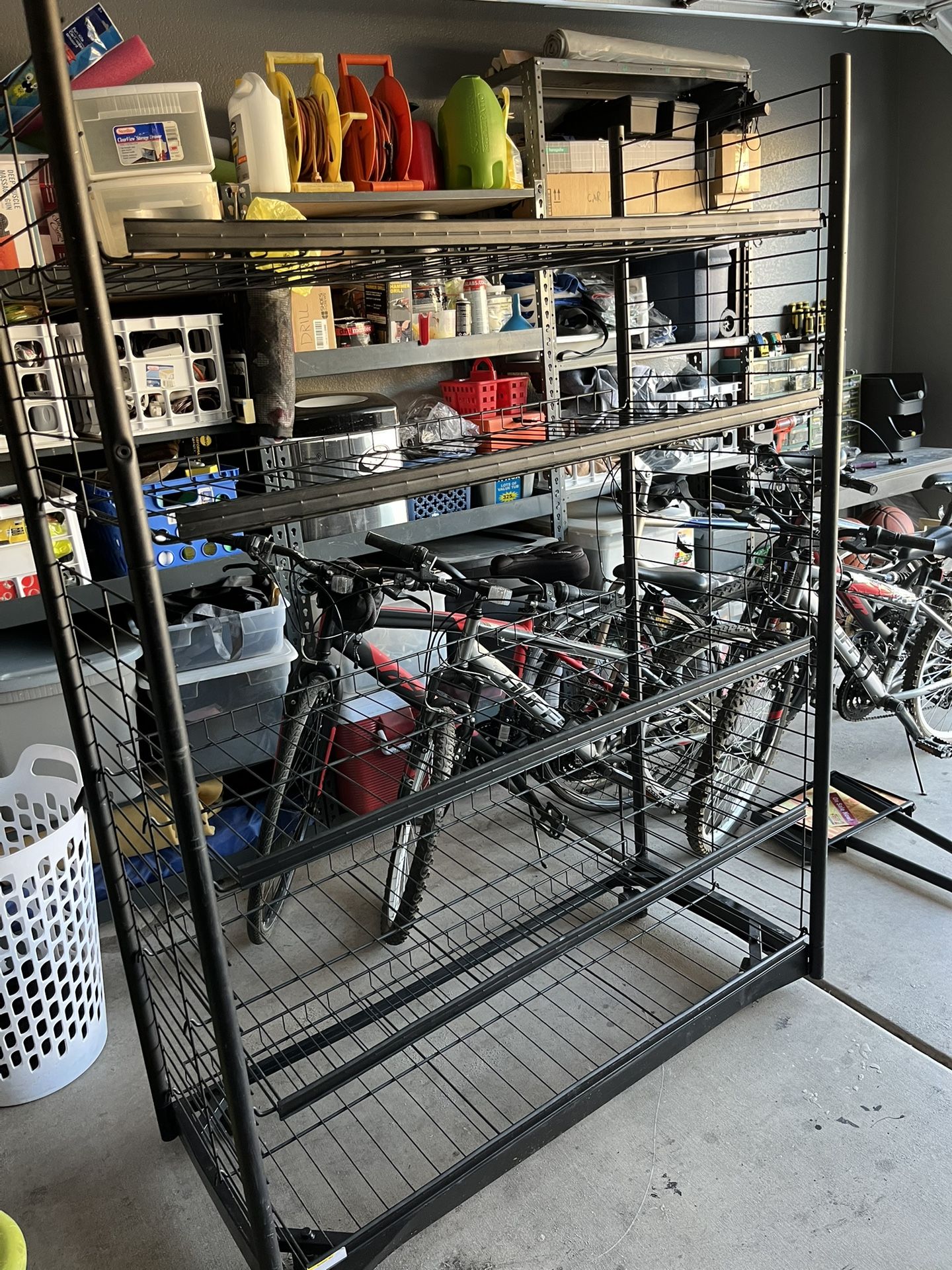 metal rack shelf with wheels