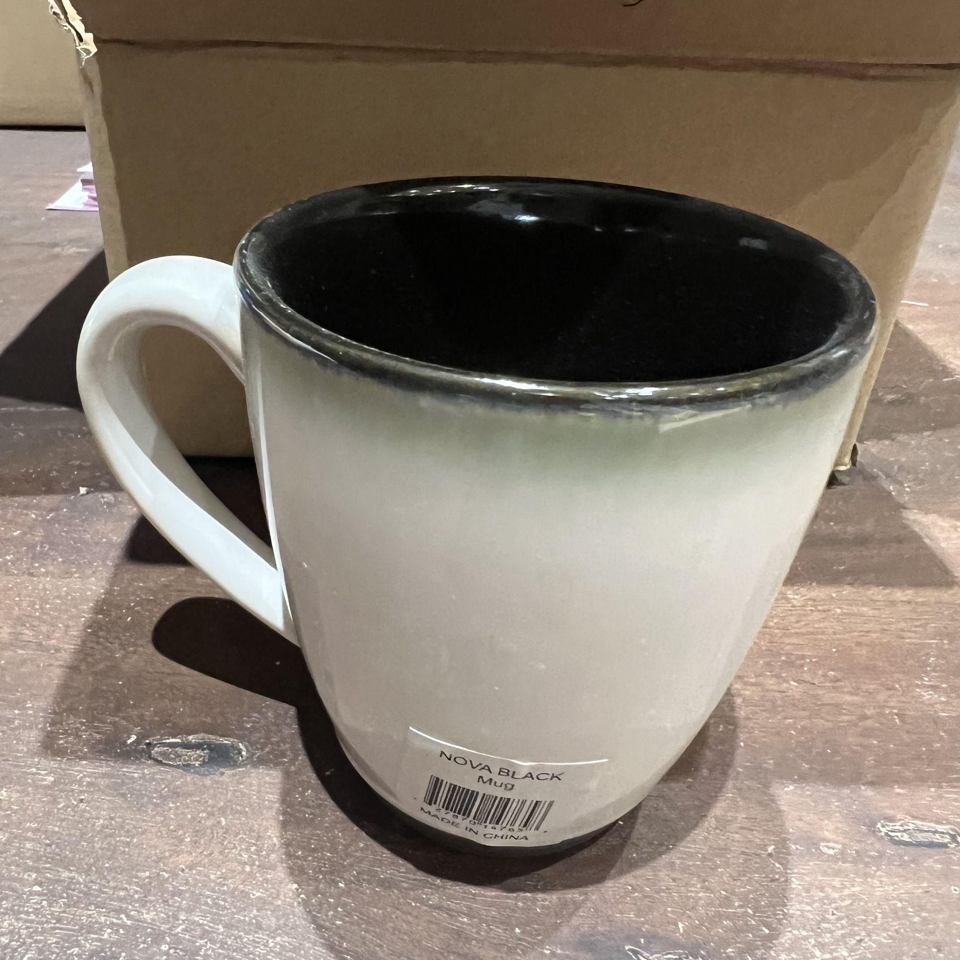Set Of 8 Sango Black Nova Coffee Mugs - Brand New