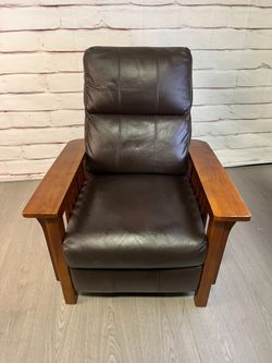 Mission Style Brown Faux Leather Recliner Chair