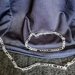 925 Sterling Silver Necklace and Bracelet Chain Necklace Set 