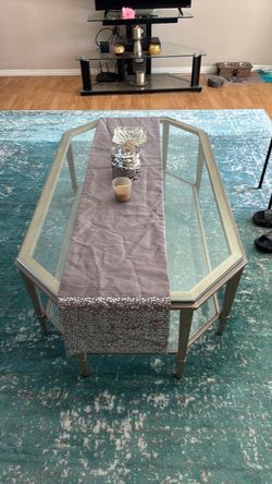 coffee table 51x29x18 glass top coffee table