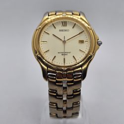 VINTAGE SEIKO GOLD TONE WATCH MEN WATER RESISTANT REF 7N32-0049