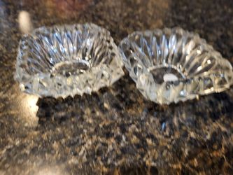 Glass mini shallow dishes, rippled, set of 2 approx 3x3"