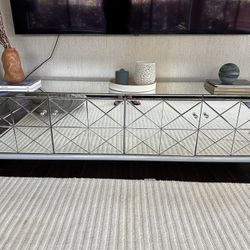 84” Mirrored 4-Door Credenza / TV Console – Large Storage
