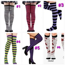 Halloween Striped Thigh High Socks