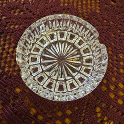 Clear Cut Crystal Glass Ashtray