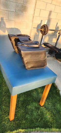 Leather Saddle Bags with universal brackets.