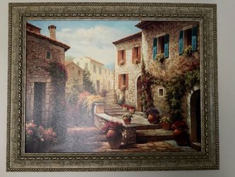 Mediterranean/Provençal village landscape painting