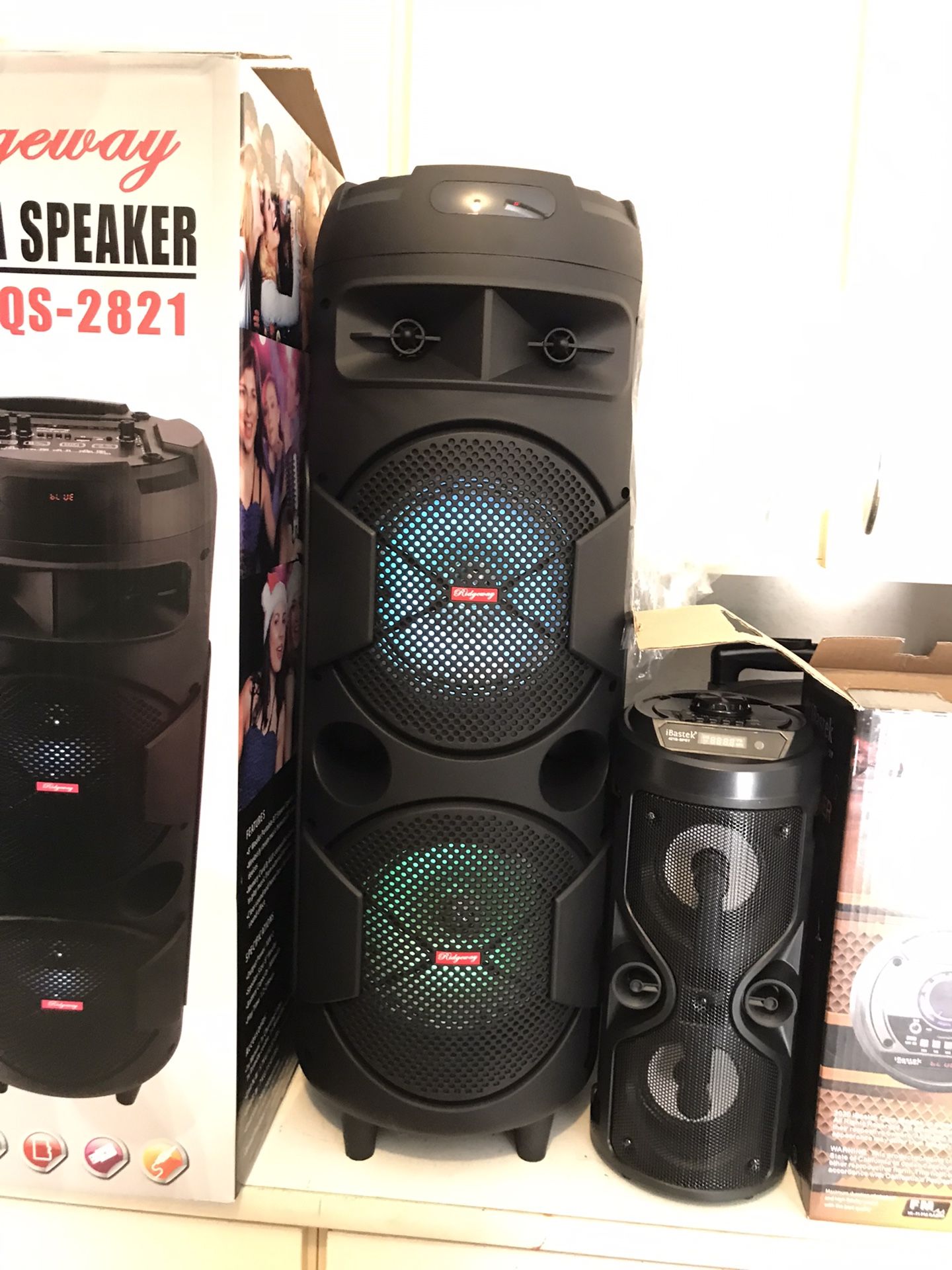 Bluetooth Party Speaker - Rechargeable - Double 8” Woofer