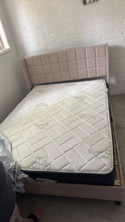 Bed frame with twin size new mattress