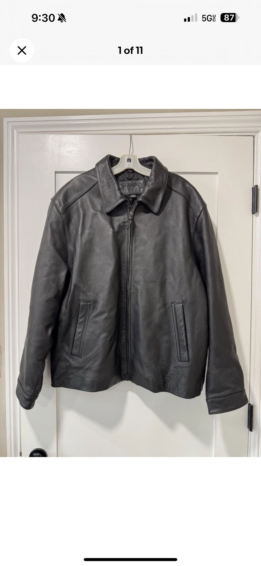 St. John’s Bay Men’s Heavy Genuine Leather Motorcycle Biker Bomber Jacket Size XL