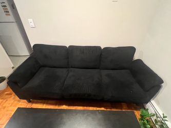 Modern Black 3-Seater Sofa + Matching Ottoman – Great Condition