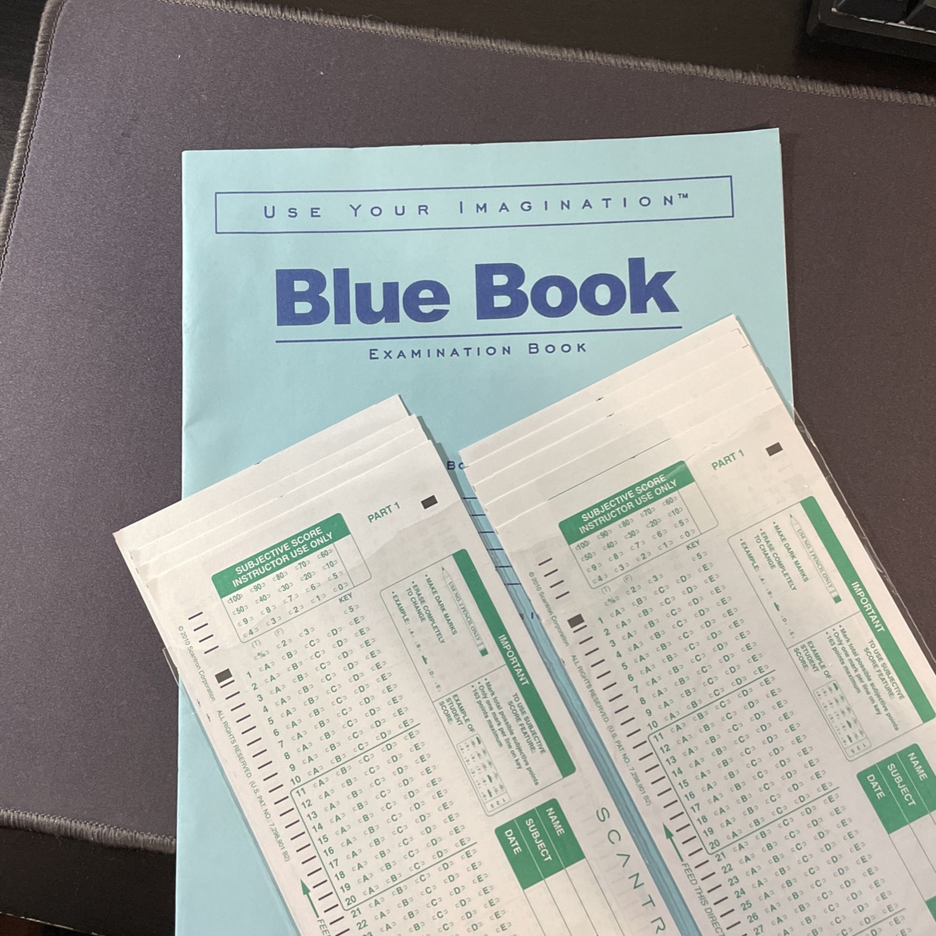 822-E Scantron And Blue book