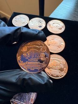 Stack of (10) 1 oz Historical $10 Bison Note .999 Pure Copper Bullion Rounds