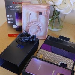 UNLOCKED Samsung Galaxy S9 Cellphone Smartphone with Extras!! Purple 64GB 