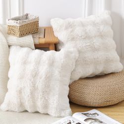 Set Of 2 Faux Fur Sofa Pillows