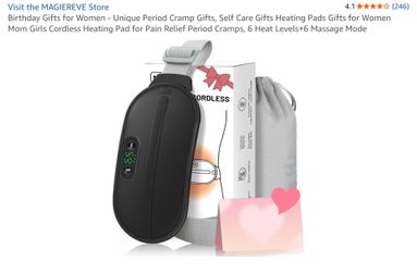 Unique Period Cramp Gifts, Self Care Gifts Heating Pads Gifts for Women Mom Girls Cordless Heating Pad for Pain Relief Period Cramps, 6 Heat Levels+6