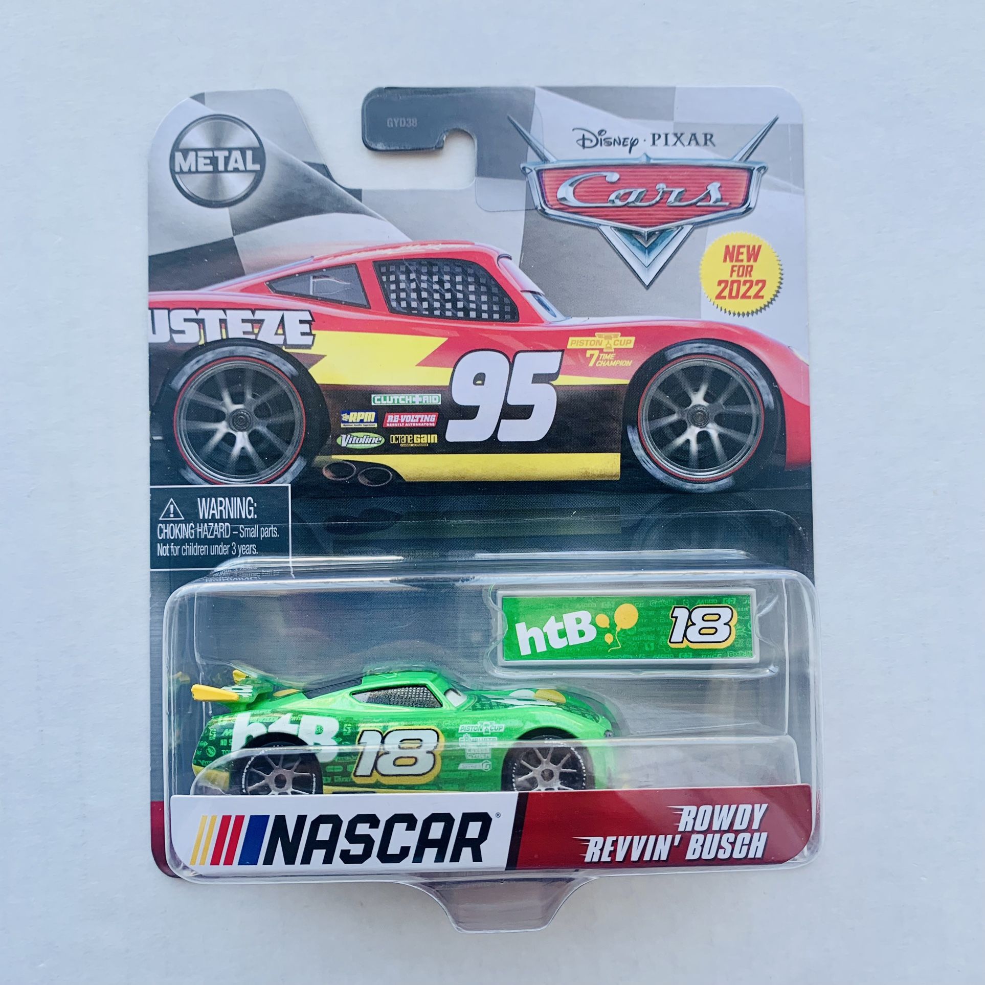 Disney Pixar Cars Nascar #18 ROWDY REVVIN BUSCH 2024 Metal 1:55 Scale (Kyle Busch) Ultra Rare