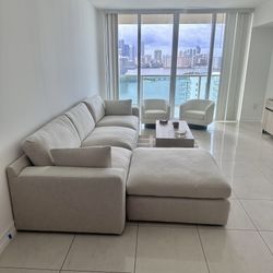 NEW Beige Linen Cloud Couch Sectional