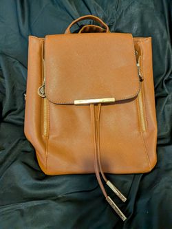Brown leather backpack
