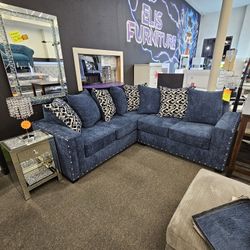 Sectional Blue Fabric W/ Pillows $998 