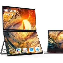 InnoView 15.6 Inch Laptop Screen Extender, Dual Monitors, Stacked, Foldable, Triple Monitor (Gain/Mac) 1080P Triple Portable Monitor for Laptop Auto R