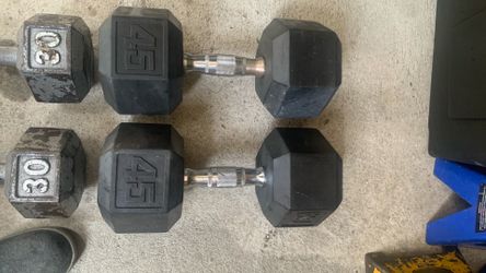 30 lbs and 45 lbs dumbbell