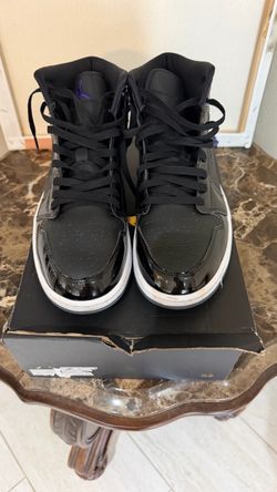 Nike Air Jordan Dv1308-004 1 Mid Space Jam Black Dark Concord White Men Shoe Size 12