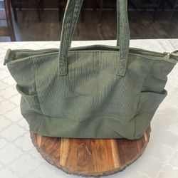 Dark Green Corduroy Tote