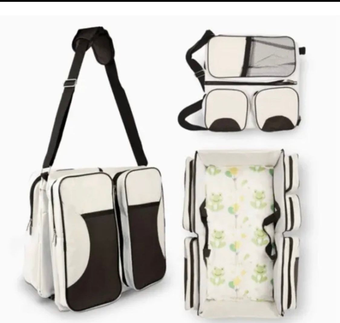 Parisanti Diaper Bag With Bed! Modern Bag, Bassinet And Changing Pad In 1!