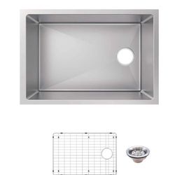 Tight Radius 27 in. Undermount Single Bowl 18 Gauge Stainless Steel Kitchen Sink