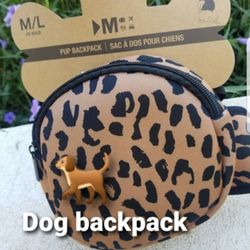 New Dog Backpack Travel Vest Hiking Walks Medium / Large Leopard print 