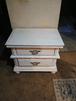 White Solid Wood 2-Drawer Nightstand.