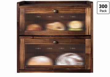 New Wooden Bread Box for Kitchen Countertop, 2 Layer Large Capacity Storage