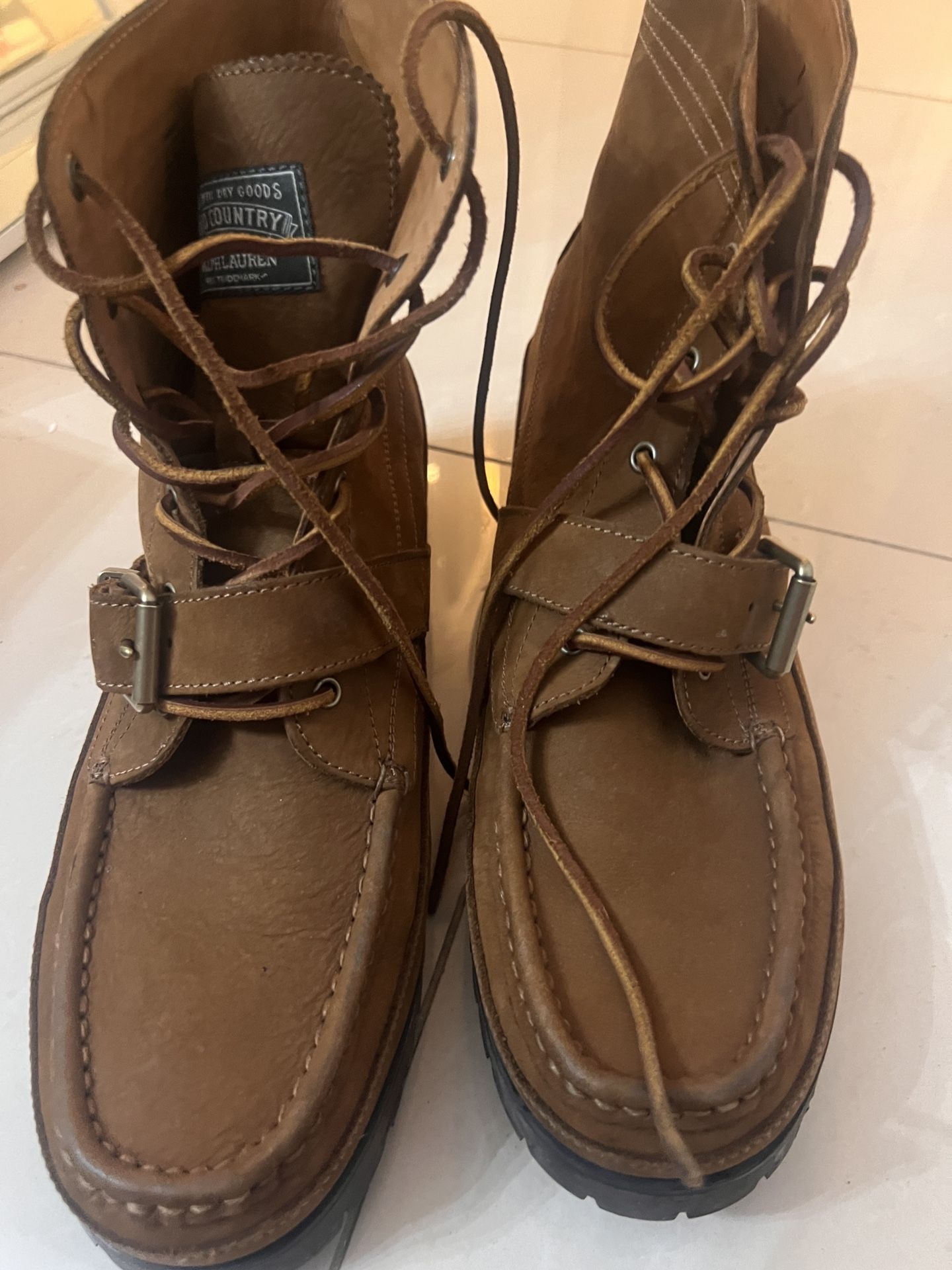 POLO by Ralph Lauren Combat Lace up Leather Winter Boots Size 13