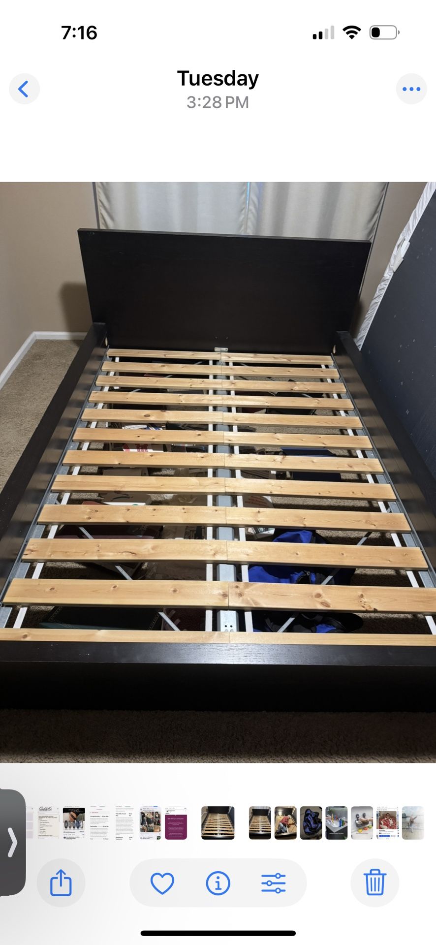 IKEA MALM Black Full Bed Frame with slats