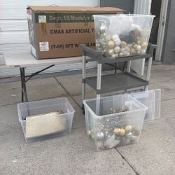 9FT Pre-Lit Christmas Tree w/ Built-in Color Changing LED Lights + Ornaments Bundle