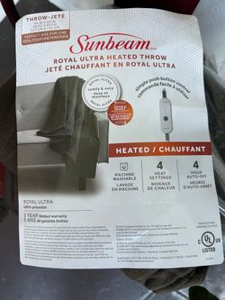 New Sunbeam Royal Ultra Heated Throw Blanket, Black