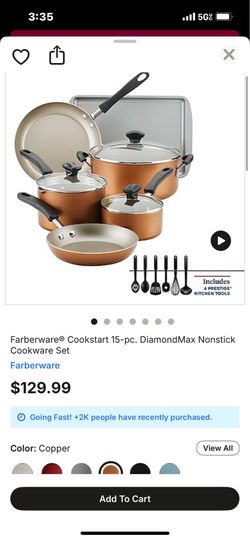 60% OFF 💰💰.  BRAND NEW 15 PIECE FARBERWARE PAN SETS   🥘🥘. NON STICK DIAMOND MAXX. WAS $129.99(PICS 3 & 4) NOW $60 EACH. 🥘🥘🔥🔥