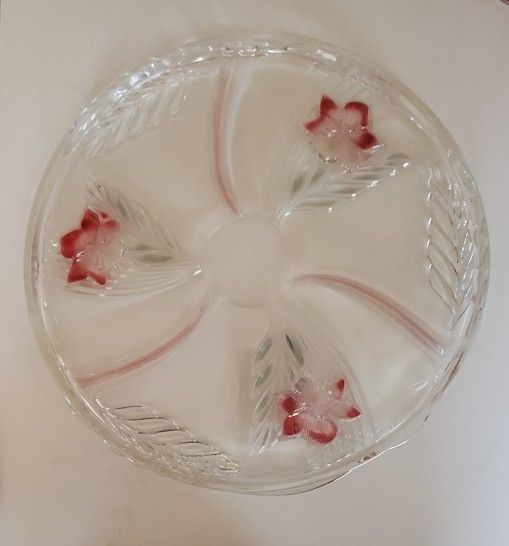 14" Colored Glass Cake Platter - Mikasa 'Satin Orchard' ca. 1990s