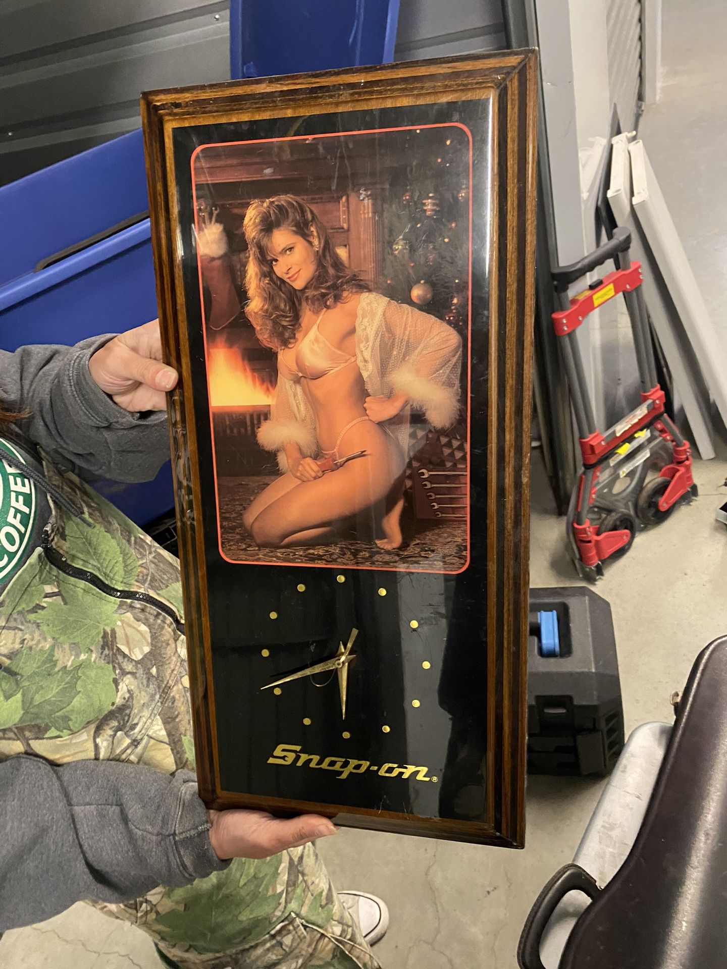 Vintage Snap On Tools Christmas Pinup Girl Lingerie Bikini Wall Clock