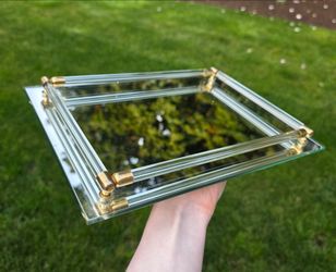 Mirror Display  Plate with Gold Accents