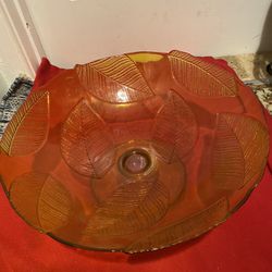 Big Gold Color Glass Bowl  16” In Diameter Snd 7” H