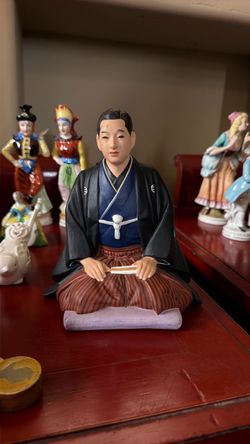 Japanese Samurai Figurine Ceramic Statue