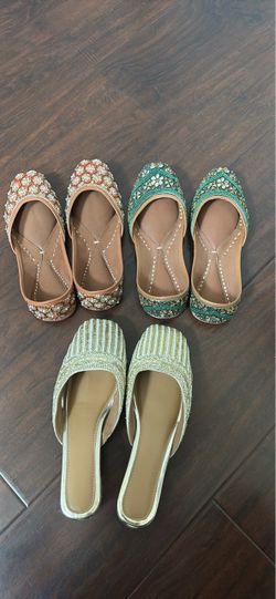 Embellished Indian Jutti Flats – 3 Pairs