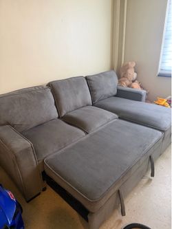 CANMOV Convertible Sleeper Sectional Sofa – Gray