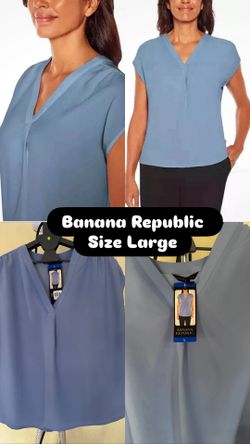 Banana Republic Ladies' Blouse V-Neck Top, Purple Size Large