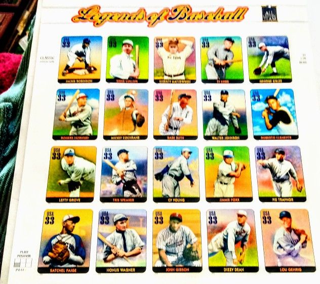 SET OF 20 LEGENDS OF BASEBALL STAMP'S 